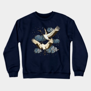 Hand drawn digital art of Japanese crane bird. Crewneck Sweatshirt